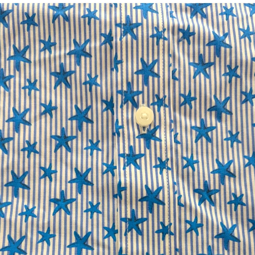 Thomas Dean Blue and White Casual Button Down Shirt - Picture 6 of 7